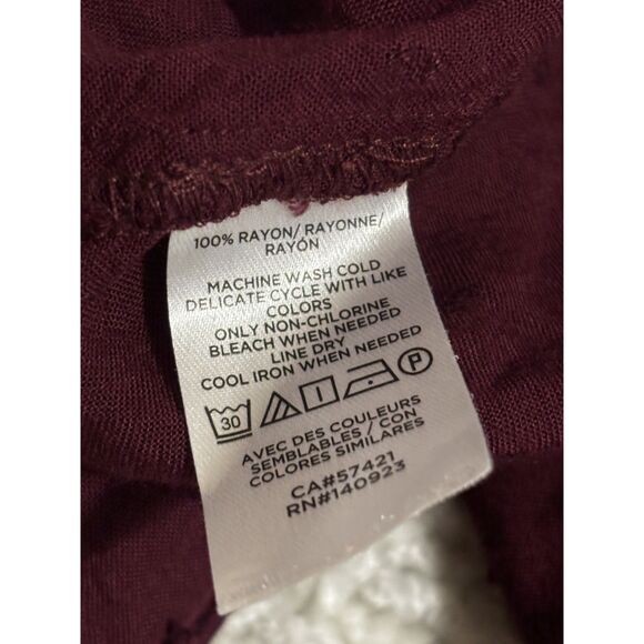 LOFT Burgundy Swiss Dot Tie Neck Button Front Blouse S Romantic Cottagecore - Picture 4 of 8